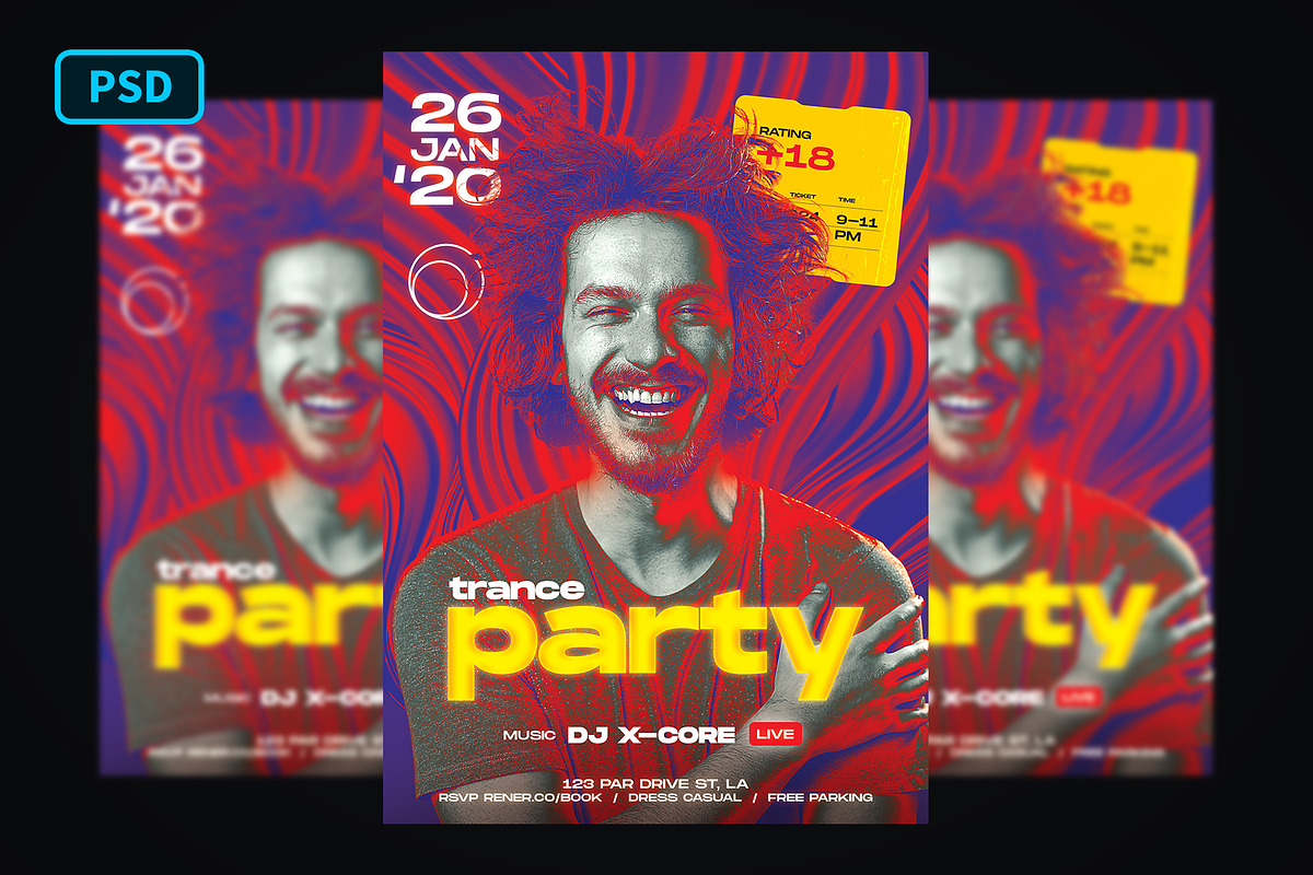 DJ Flyer Psychedelic Party in Flyer Templates - product preview 8