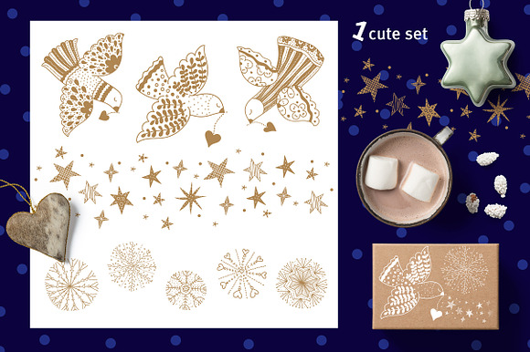 Christmas doves. in Illustrations - product preview 6