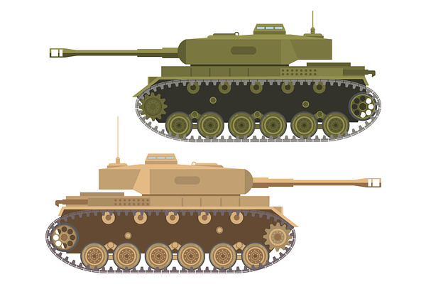 Set of army military tanks.