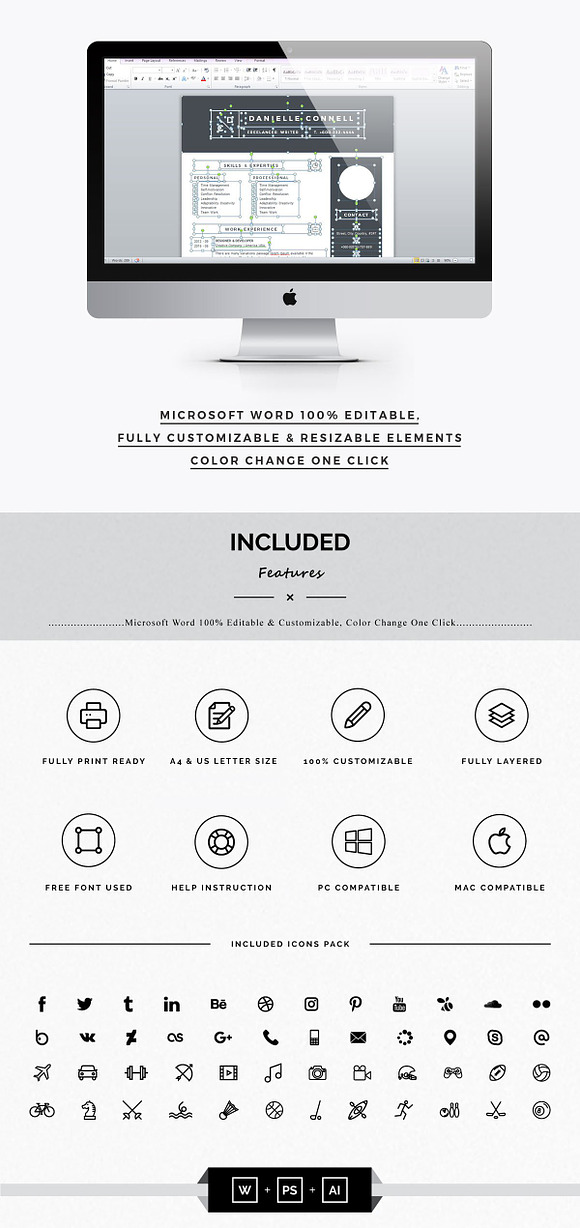 Resume Template | Word Cv in Resume Templates - product preview 3