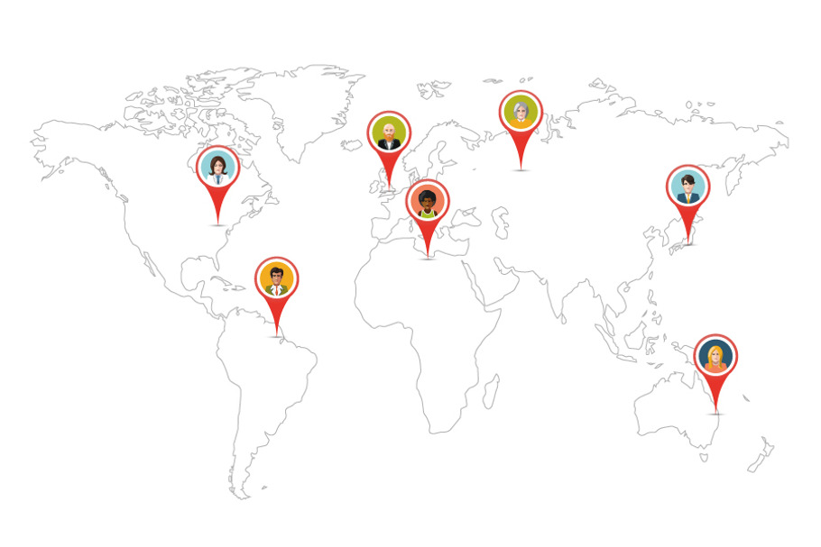 People pin gps location on world map in Illustrations - product preview 8