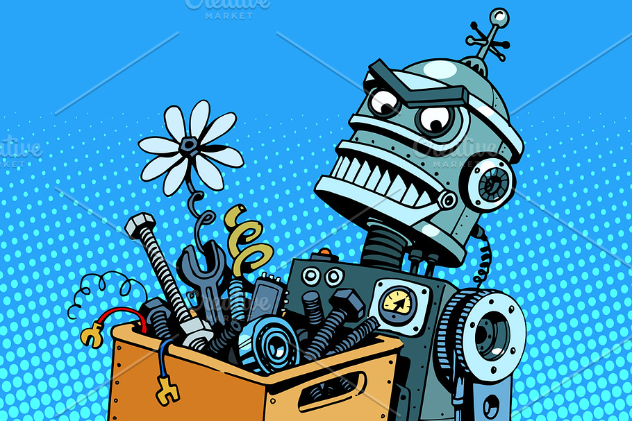 Evil robot comes to work in Illustrations - product preview 8
