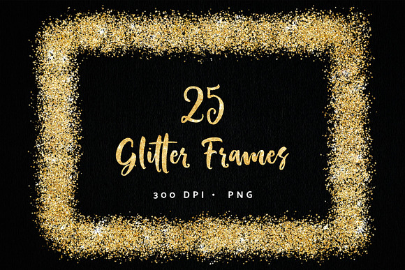 Gold Glitter Overlay Frames Borders in Textures - product preview 6