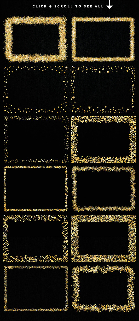Gold Glitter Overlay Frames Borders in Textures - product preview 7