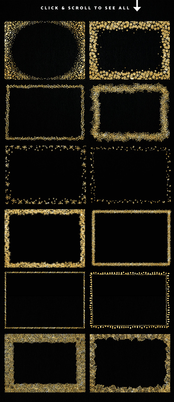 Gold Glitter Overlay Frames Borders in Textures - product preview 8