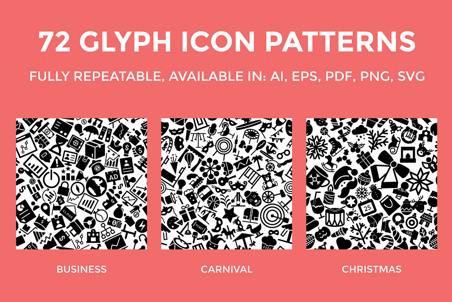 72 Glyph Icon Patterns
