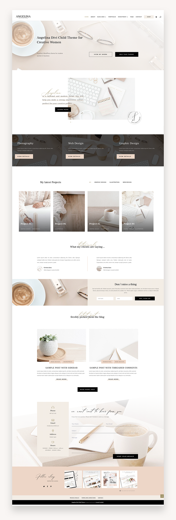 Angelina Business Divi Child Theme in WordPress Business Themes - product preview 2
