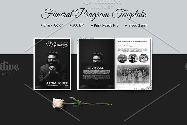 8 Page Funeral Program Template V935