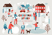 Christmas story - illustration set