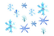Set of snowflakes painted with