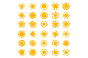 Sun icons. Sunrise creativity sunny