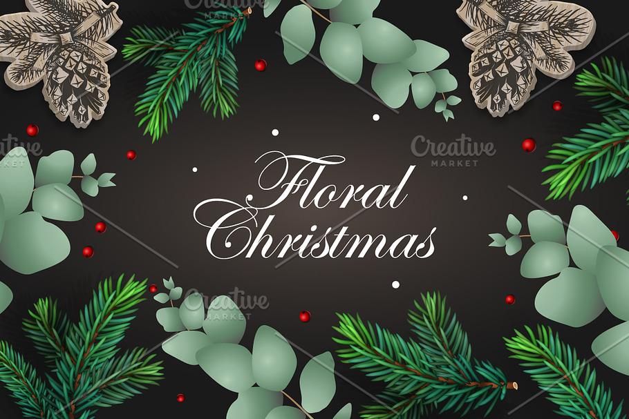 Floral Christmas Vector Set in Illustrations - product preview 8