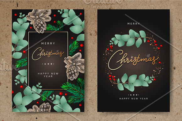 Floral Christmas Vector Set in Illustrations - product preview 1