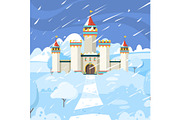 Winter castle. Fairytale frozen