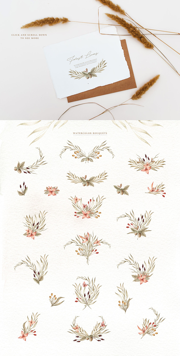 Watercolor Forest Leaves in Illustrations - product preview 2