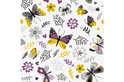 Butterflies and sprigs pattern