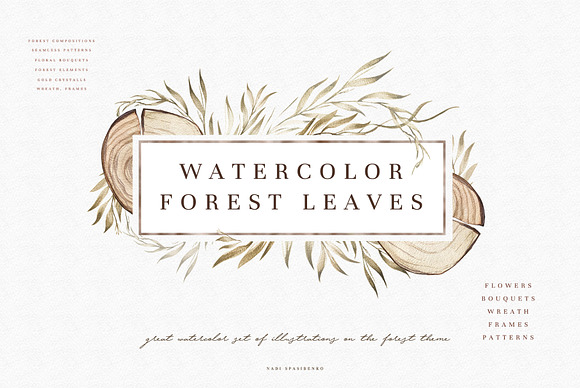 Watercolor Forest Leaves in Illustrations - product preview 6