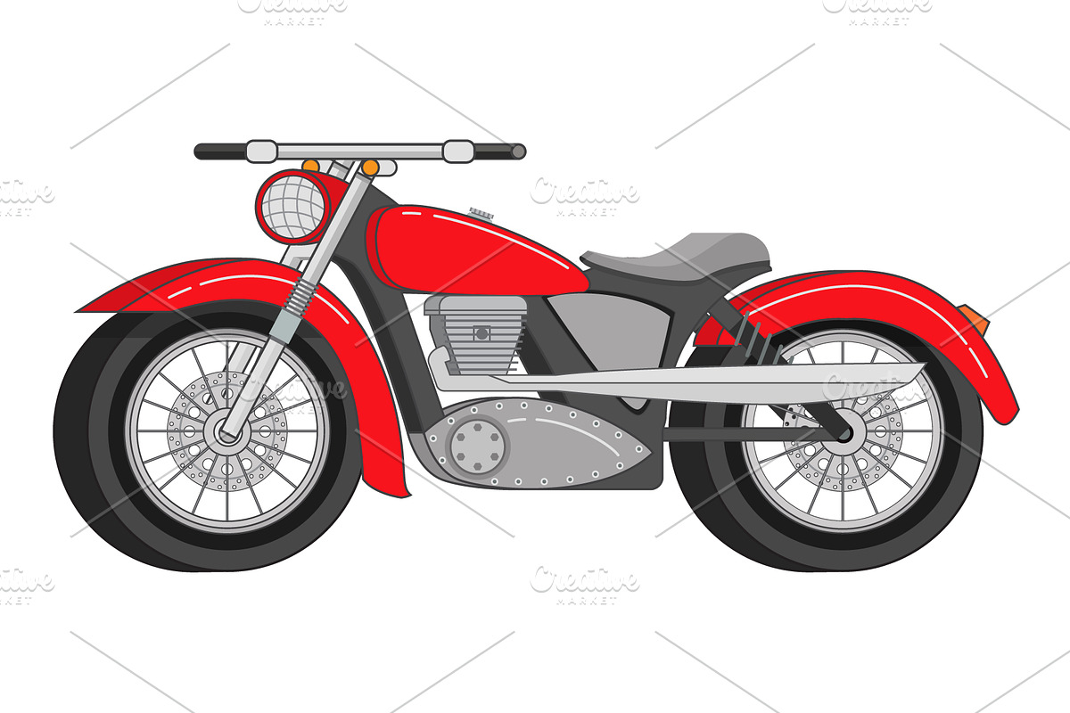 Сlassic motorcycle red vintage. in Illustrations - product preview 8