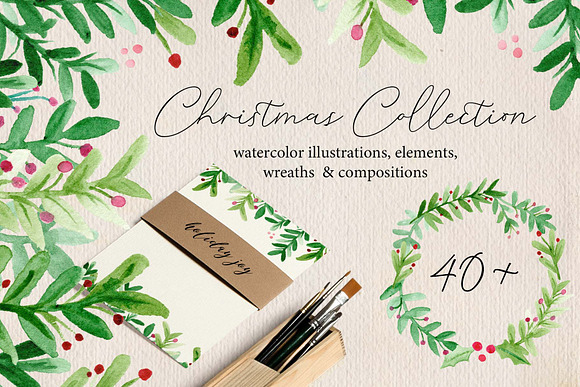 Christmas Watercolor Collection in Illustrations - product preview 6