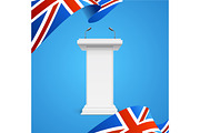 Great Britain Flag and Debate Podium