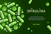 Green Spirulina Pills Concept Banner