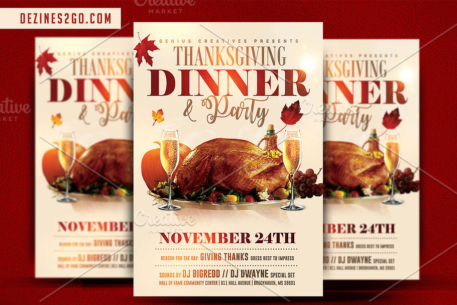 Thanksgiving Dinner Party Flyer in Flyer Templates - product preview 8