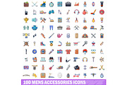 100 mens accessories icons set