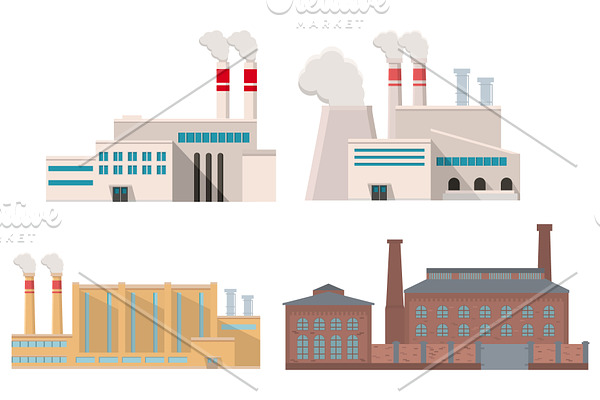 Set of industrial factory buildings.