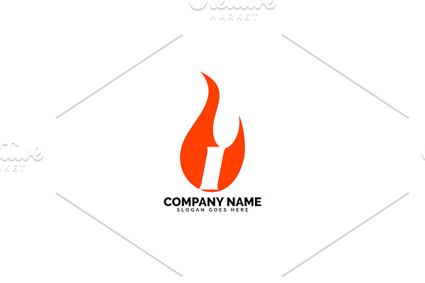 i letter flame logo