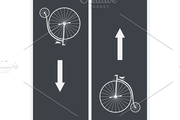 Bike path and Vintage Bicycle symbol