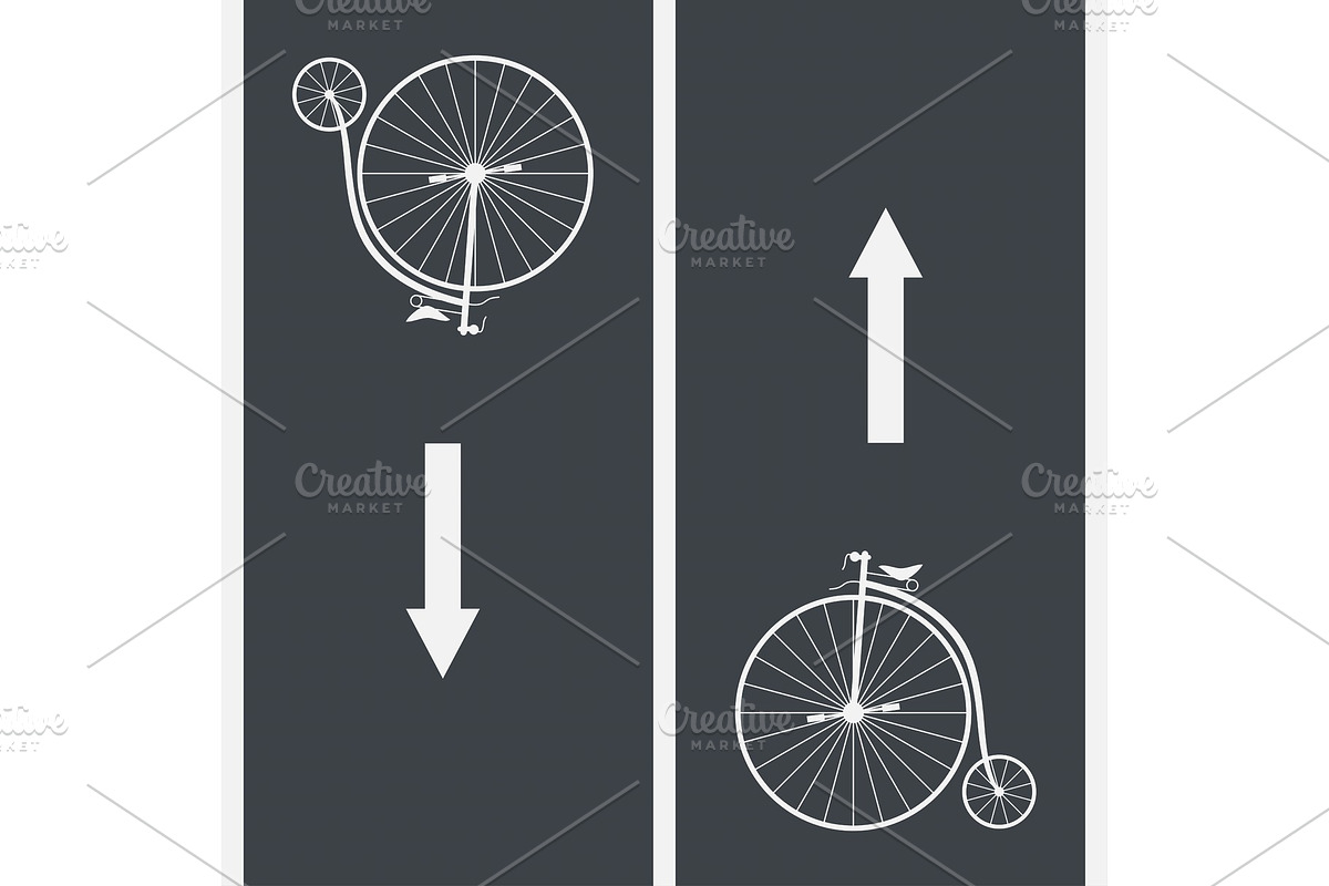 Bike path and Vintage Bicycle symbol in Objects - product preview 8