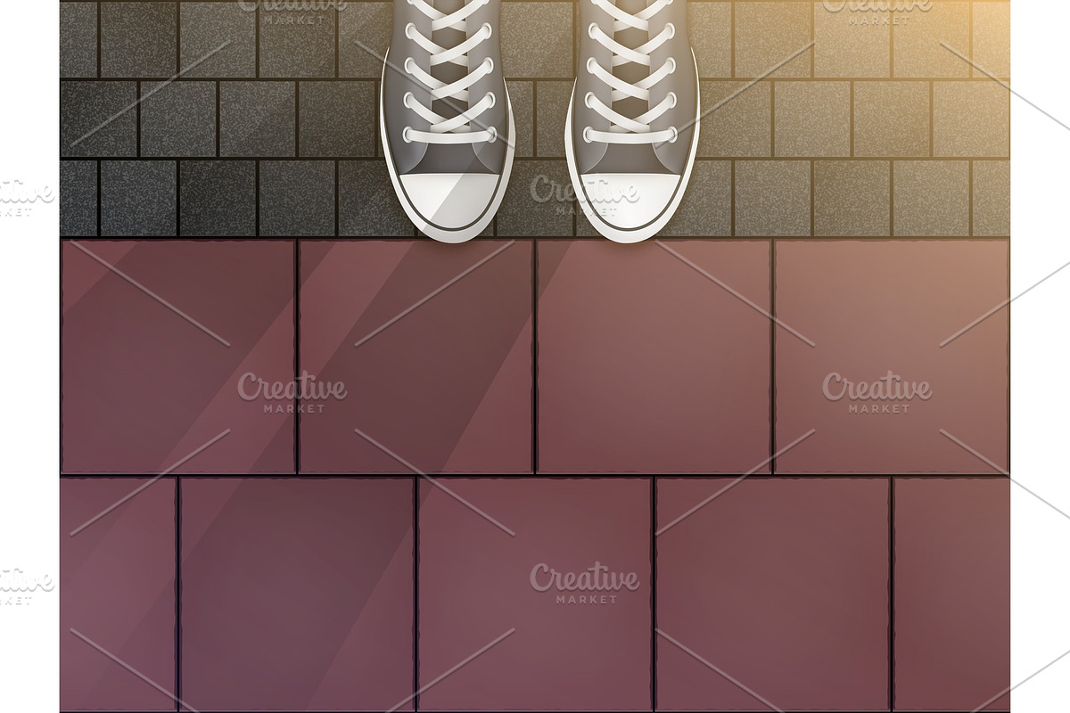 Feet in sneakers on cobblestone in Textures - product preview 8