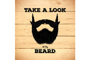 Hipster beard on wooden background