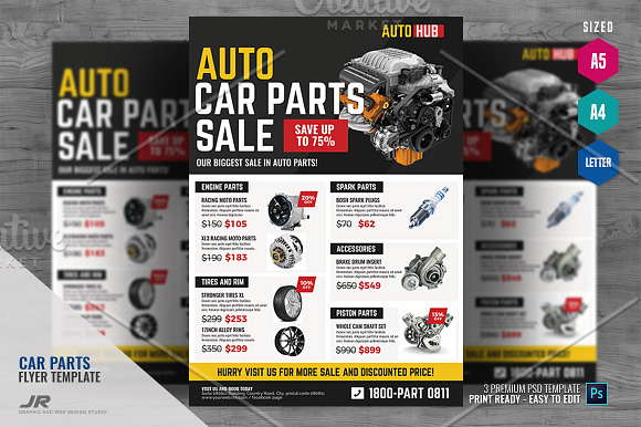 Car Parts Shop Promo Sale Flyer in Flyer Templates - product preview 3