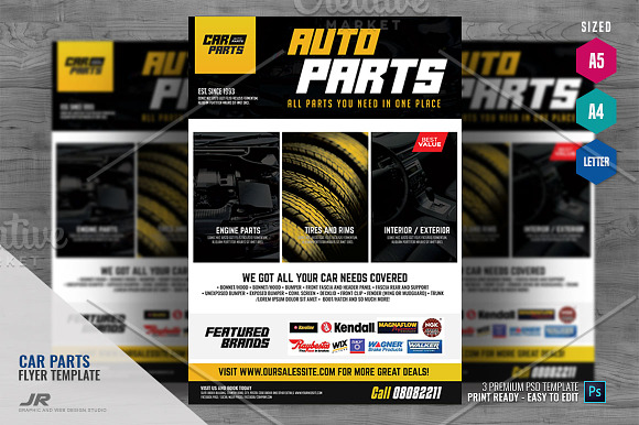 Automotive Parts Supply Center Flyer in Flyer Templates - product preview 3