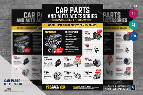 Auto Car Spare Parts Flyer in Flyer Templates - product preview 3