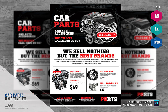 Car Parts and Auto Supply Center Fly in Flyer Templates - product preview 3