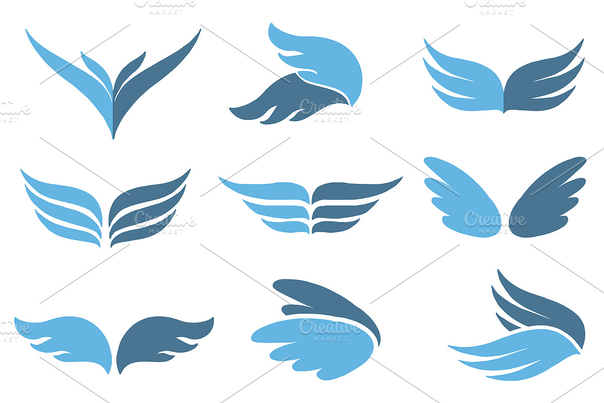 Blue wings logo set. Vector. in Icons - product preview 8