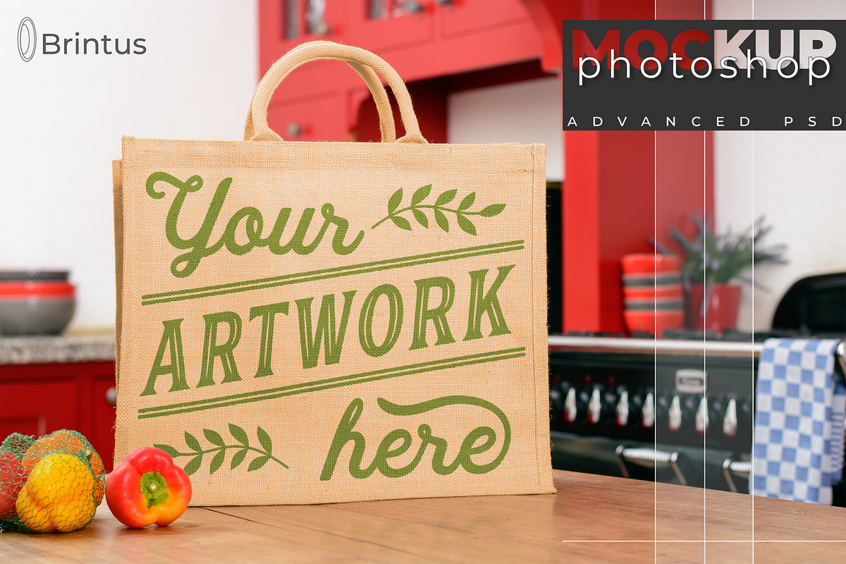 Photoshop mockup Burlap shoppingbag in Mockup Templates - product preview 8