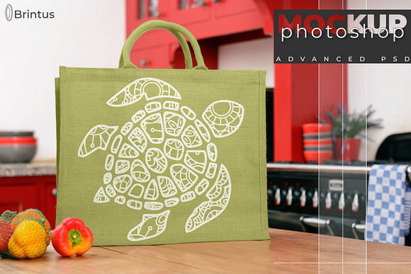 Photoshop mockup Burlap shoppingbag in Mockup Templates - product preview 2