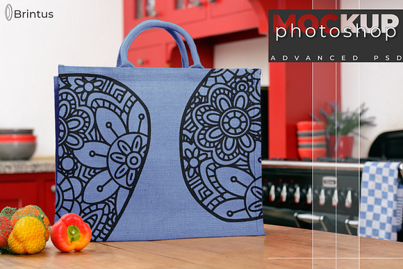 Photoshop mockup Burlap shoppingbag in Mockup Templates - product preview 3