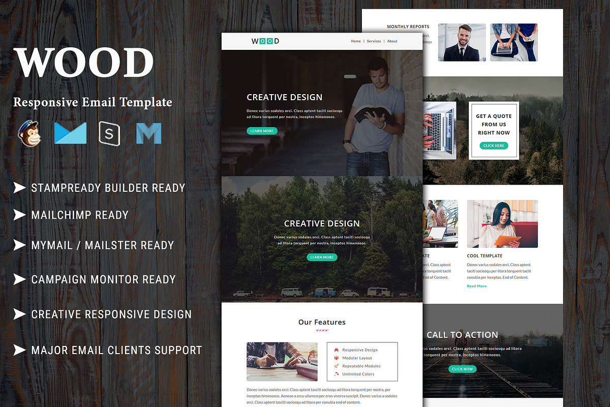 Wood - Responsive Email Template in Mailchimp Templates - product preview 8