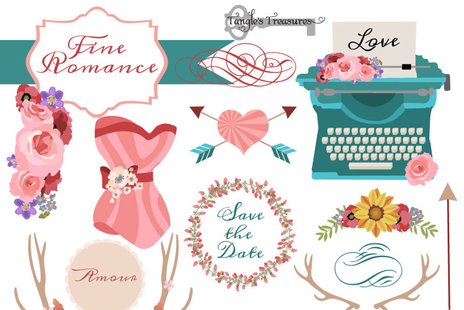 Romantic Clipart and Vectors in Illustrations - product preview 8
