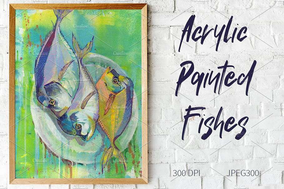 Acrylic Painted Fishes Watercolor in Illustrations - product preview 8