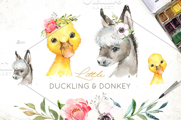 Farm. Little Watercolor Animals in Illustrations - product preview 3