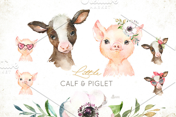Farm. Little Watercolor Animals in Illustrations - product preview 4