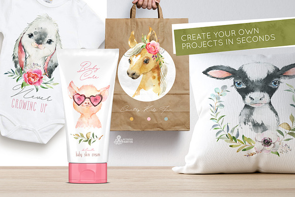 Farm. Little Watercolor Animals in Illustrations - product preview 11