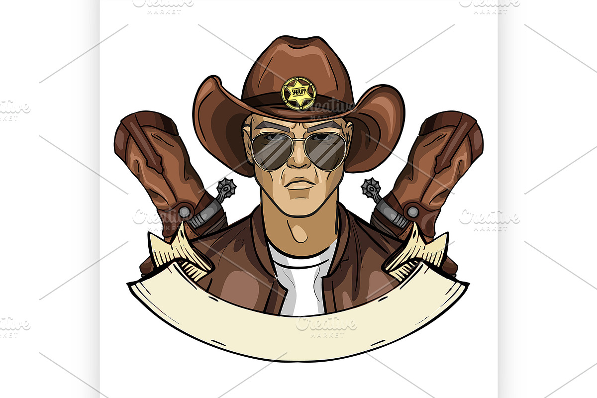 Hand drawn sketch cowboy icon in Illustrations - product preview 8