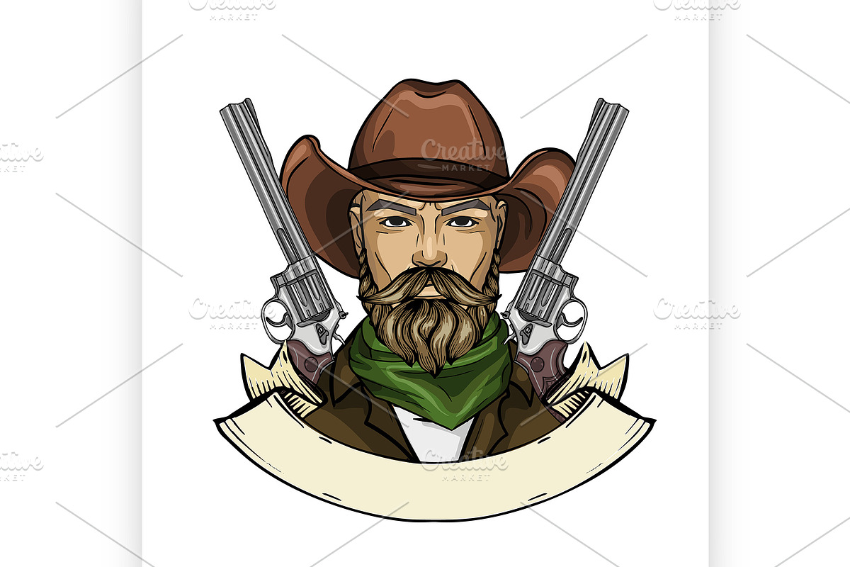 Hand drawn sketch cowboy icon 1 in Illustrations - product preview 8