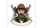 Hand drawn sketch cowboy icon 1